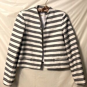 Calvin Klein size 12 women’s jacket. Black and white thick woven material.
